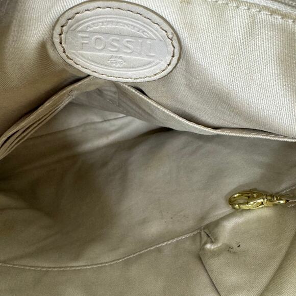 Fossil Sydney Geometric Diamond Coated Canvas Tote Bag Black/Ivory Purse Shopper - Picture 9 of 12